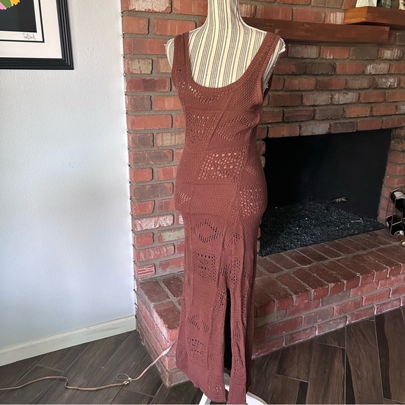 NWT Kivari Clementine Crochet Midi Dress in Chocolate Sz 4 US - Picture 4 of 9